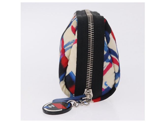 Pouch CHANEL Nylon Bianca Argento CC Auth bs36450A Bianco - vista 4