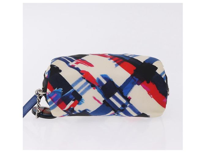 Pouch CHANEL Nylon Bianca Argento CC Auth bs36450A Bianco - vista 6