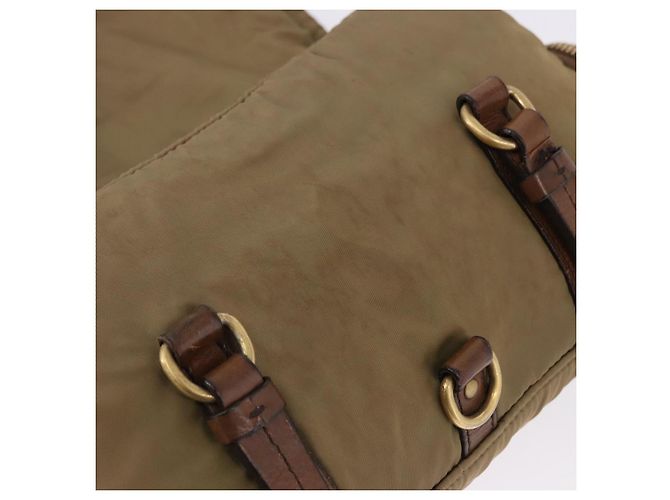 Borsa a tracolla Miu Miu Nylon Beige Gold Auth 194838A D'oro - vista 10