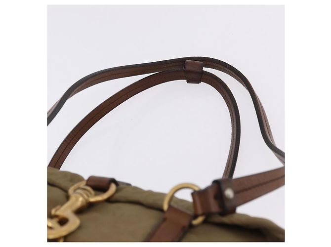 Borsa a tracolla Miu Miu Nylon Beige Gold Auth 194838A D'oro - vista 14
