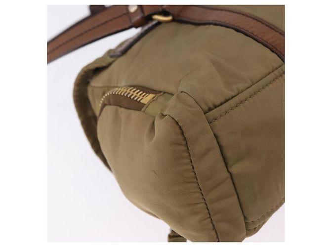 Borsa a tracolla Miu Miu Nylon Beige Gold Auth 194838A D'oro - vista 16