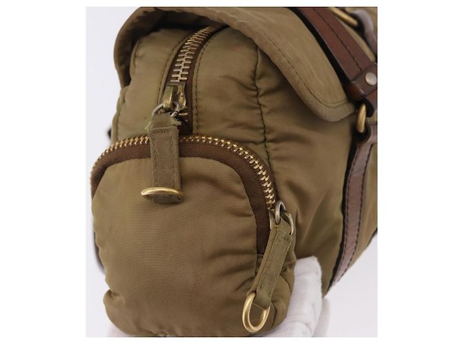 Borsa a tracolla Miu Miu Nylon Beige Gold Auth 194838A D'oro - vista 18