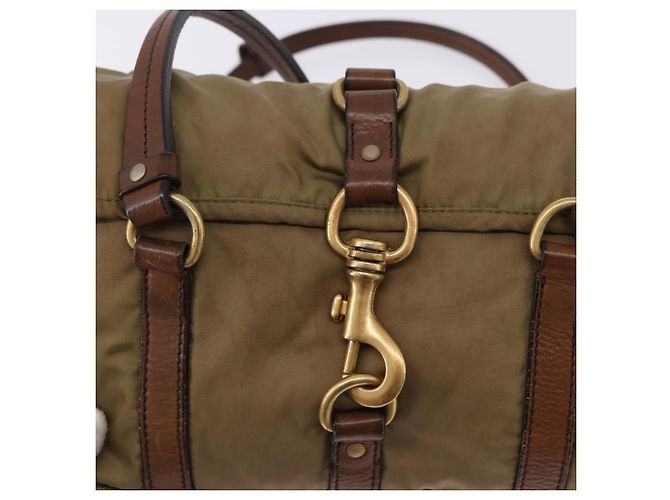 Borsa a tracolla Miu Miu Nylon Beige Gold Auth 194838A D'oro - vista 19