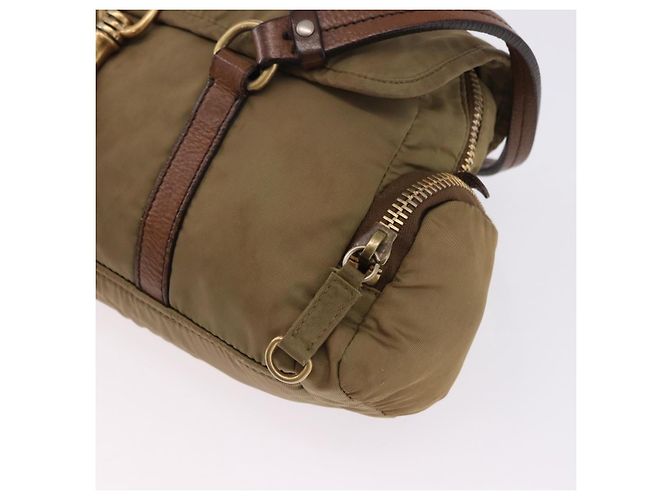 Borsa a tracolla Miu Miu Nylon Beige Gold Auth 194838A D'oro - vista 20