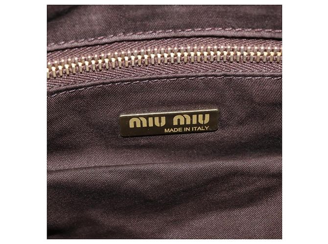 Borsa a tracolla Miu Miu Nylon Beige Gold Auth 194838A D'oro - vista 21