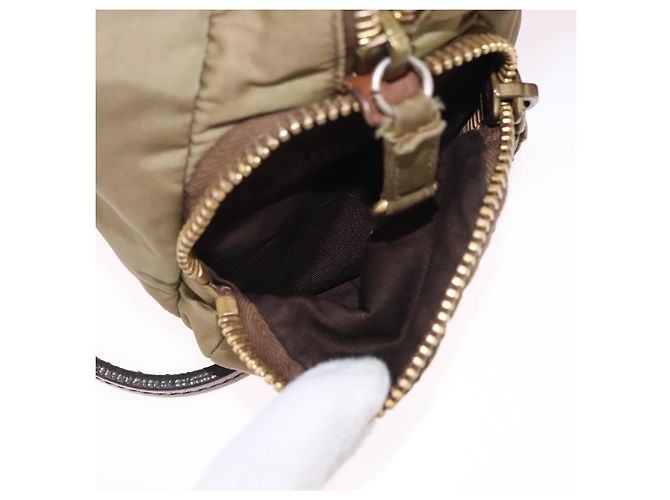 Borsa a tracolla Miu Miu Nylon Beige Gold Auth 194838A D'oro - vista 24
