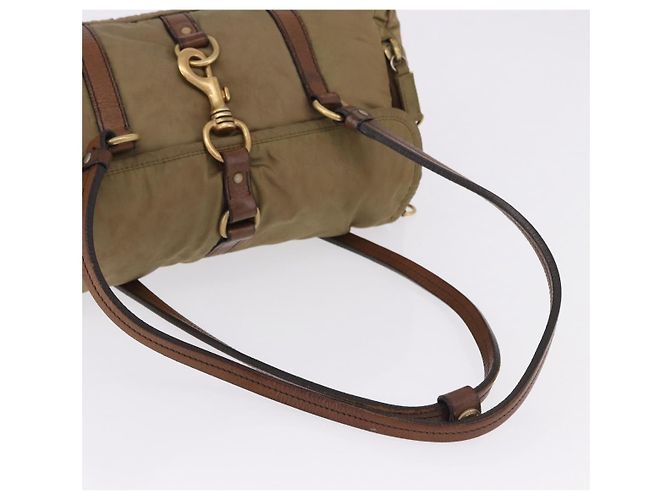 Borsa a tracolla Miu Miu Nylon Beige Gold Auth 194838A D'oro - vista 7