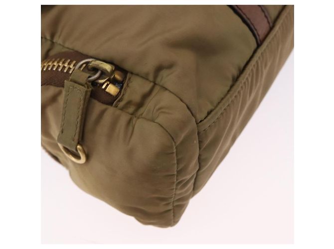 Borsa a tracolla Miu Miu Nylon Beige Gold Auth 194838A D'oro - vista 8