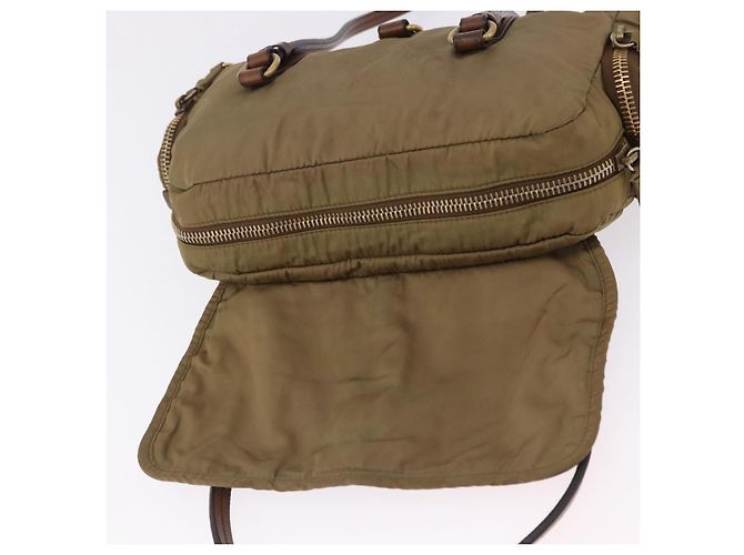 Borsa a tracolla Miu Miu Nylon Beige Gold Auth 194838A D'oro - vista 9