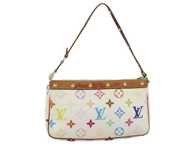 LOUIS VUITTON Monogram Multicolor Pochette Accessoires White M92649 Auth BA14591 Bianco - vista 2