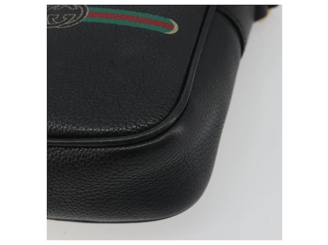 Borsa a tracolla GUCCI Web Sherry Line in pelle nera e oro 574803 Auth 192453V Nero D'oro - vista 15