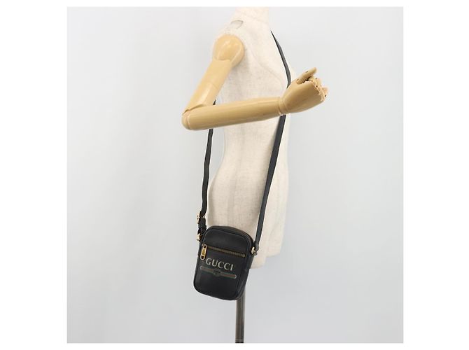 Borsa a tracolla GUCCI Web Sherry Line in pelle nera e oro 574803 Auth 192453V Nero D'oro - vista 23