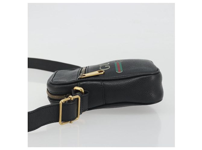 Borsa a tracolla GUCCI Web Sherry Line in pelle nera e oro 574803 Auth 192453V Nero D'oro - vista 4