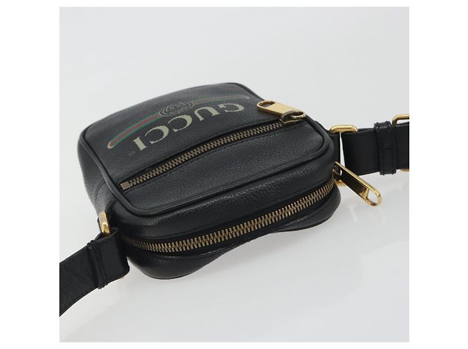 Borsa a tracolla GUCCI Web Sherry Line in pelle nera e oro 574803 Auth 192453V Nero D'oro - vista 6