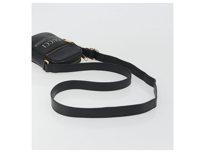 Borsa a tracolla GUCCI Web Sherry Line in pelle nera e oro 574803 Auth 192453V Nero D'oro - vista 7