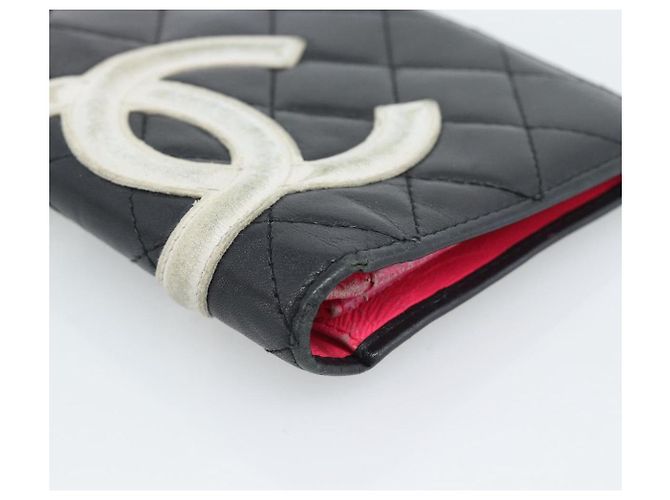 Portafoglio lungo CHANEL Matelasse Cambon Line in pelle nera e argento CC Auth bs36564 Nero - vista 14