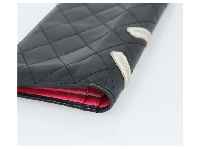 Portafoglio lungo CHANEL Matelasse Cambon Line in pelle nera e argento CC Auth bs36564 Nero - vista 15