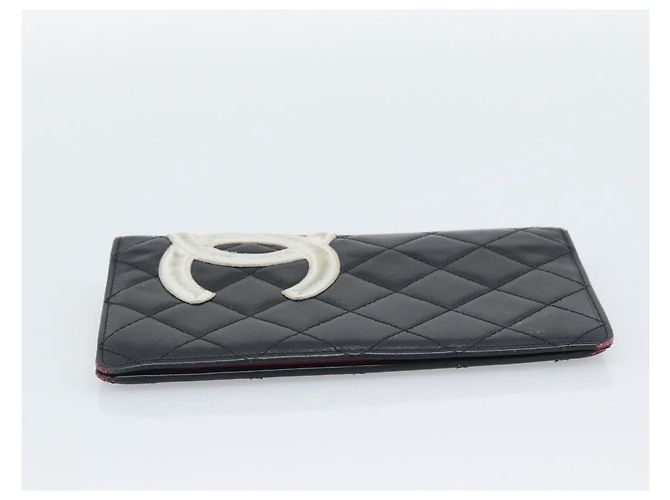 Portafoglio lungo CHANEL Matelasse Cambon Line in pelle nera e argento CC Auth bs36564 Nero - vista 3