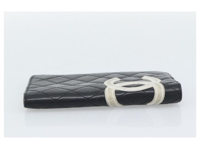 Portafoglio lungo CHANEL Matelasse Cambon Line in pelle nera e argento CC Auth bs36564 Nero - vista 4
