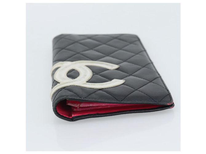 Portafoglio lungo CHANEL Matelasse Cambon Line in pelle nera e argento CC Auth bs36564 Nero - vista 6