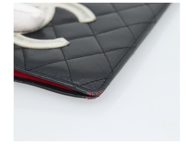 Portafoglio lungo CHANEL Matelasse Cambon Line in pelle nera e argento CC Auth bs36564 Nero - vista 7