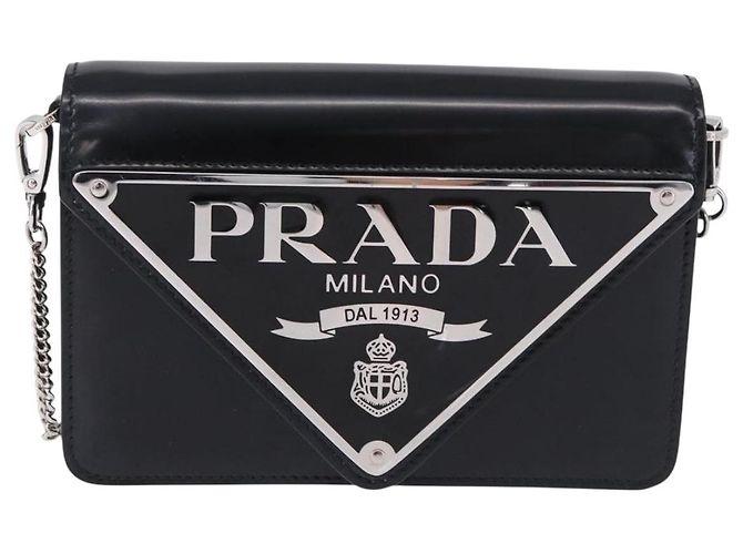 PRADA Schultertasche mit Kette Lackleder Black Silver Auth 195563SAV Schwarz Silber - Ansicht 13
