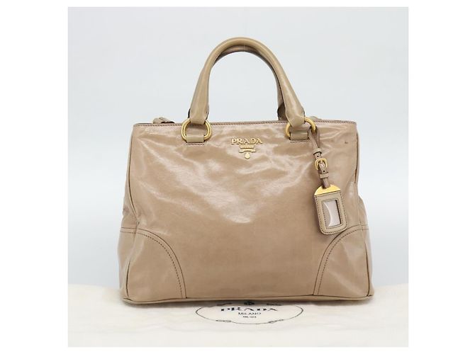 Borsa a mano PRADA in pelle 2way Beige Gold Auth 194763M D'oro - vista 12