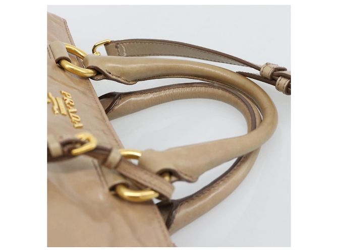 Borsa a mano PRADA in pelle 2way Beige Gold Auth 194763M D'oro - vista 14