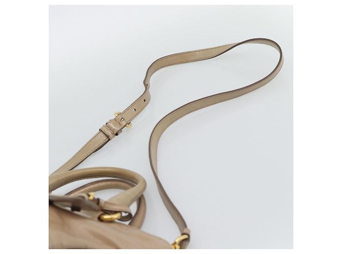 Borsa a mano PRADA in pelle 2way Beige Gold Auth 194763M D'oro - vista 15