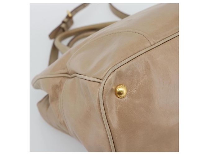 Borsa a mano PRADA in pelle 2way Beige Gold Auth 194763M D'oro - vista 16