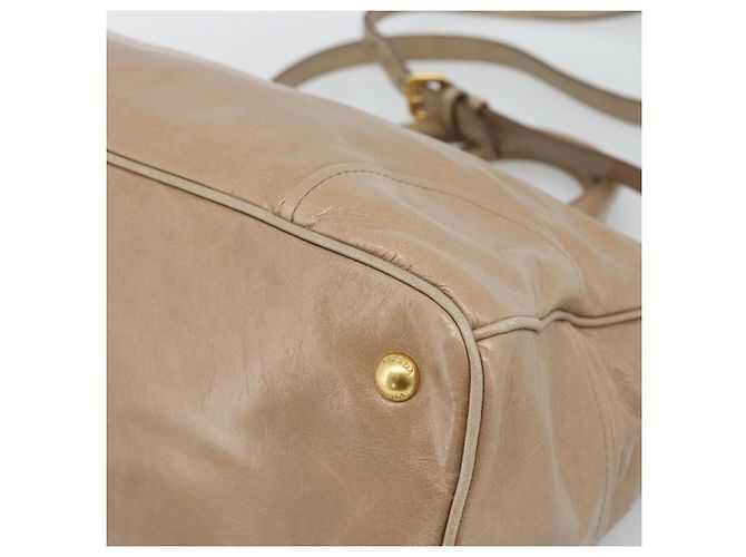 Borsa a mano PRADA in pelle 2way Beige Gold Auth 194763M D'oro - vista 17