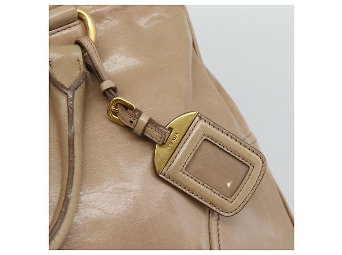 Borsa a mano PRADA in pelle 2way Beige Gold Auth 194763M D'oro - vista 20