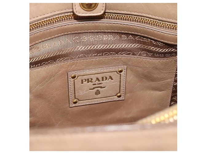 Borsa a mano PRADA in pelle 2way Beige Gold Auth 194763M D'oro - vista 21