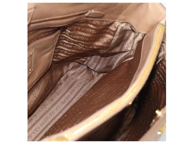 Borsa a mano PRADA in pelle 2way Beige Gold Auth 194763M D'oro - vista 22