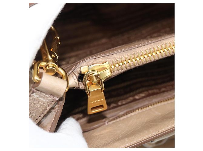 Borsa a mano PRADA in pelle 2way Beige Gold Auth 194763M D'oro - vista 27