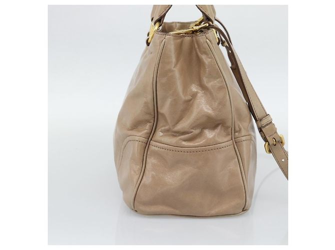 Borsa a mano PRADA in pelle 2way Beige Gold Auth 194763M D'oro - vista 3