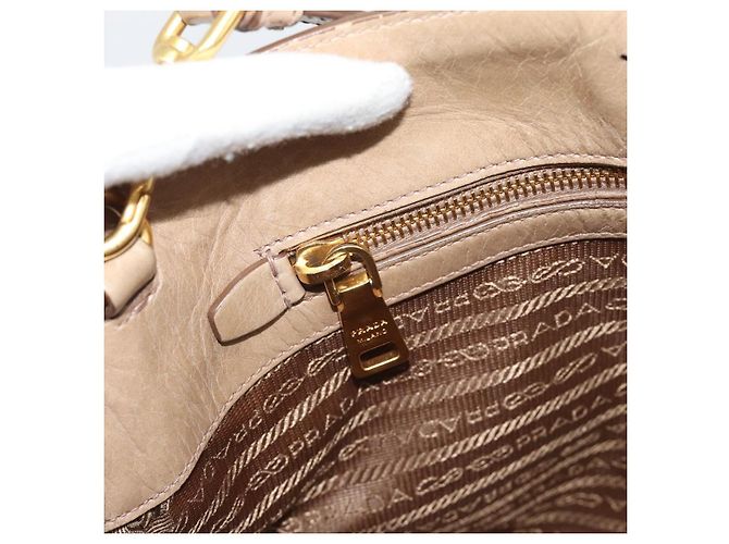 Borsa a mano PRADA in pelle 2way Beige Gold Auth 194763M D'oro - vista 30