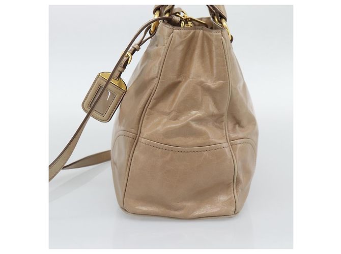 Borsa a mano PRADA in pelle 2way Beige Gold Auth 194763M D'oro - vista 4