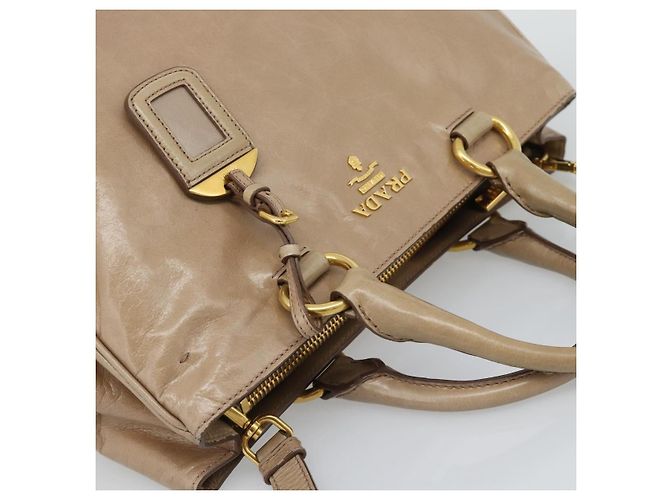 Borsa a mano PRADA in pelle 2way Beige Gold Auth 194763M D'oro - vista 6