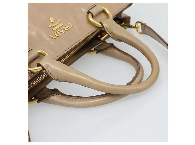Borsa a mano PRADA in pelle 2way Beige Gold Auth 194763M D'oro - vista 7