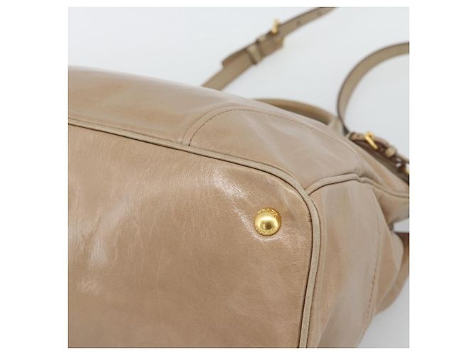 Borsa a mano PRADA in pelle 2way Beige Gold Auth 194763M D'oro - vista 9