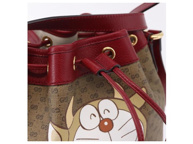 Borsa GUCCI Micro GG Supreme x Doraemon Fujiko-Pro PVC Beige 655597 Auth 193779SM D'oro - vista 10