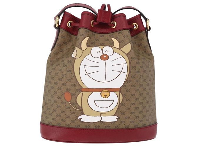 Borsa GUCCI Micro GG Supreme x Doraemon Fujiko-Pro PVC Beige 655597 Auth 193779SM D'oro - vista 13