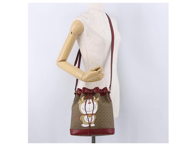Borsa GUCCI Micro GG Supreme x Doraemon Fujiko-Pro PVC Beige 655597 Auth 193779SM D'oro - vista 21