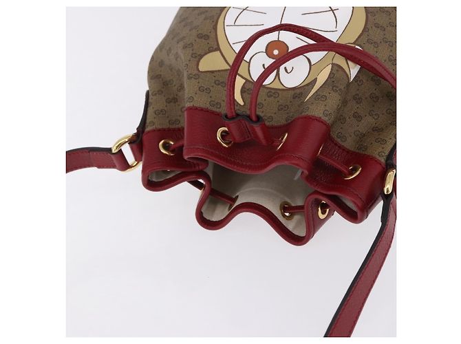 Borsa GUCCI Micro GG Supreme x Doraemon Fujiko-Pro PVC Beige 655597 Auth 193779SM D'oro - vista 6