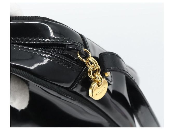 Borsa a Tracolla Salvatore Ferragamo Vala Vernice Nera Tono Oro Auth BA14727 Nero - vista 10