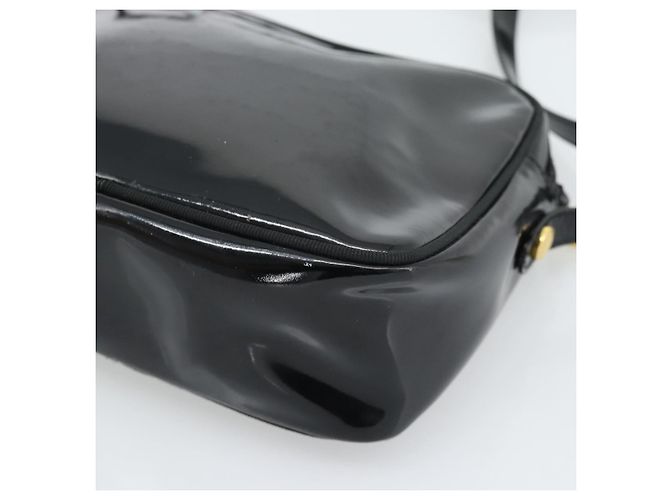 Borsa a Tracolla Salvatore Ferragamo Vala Vernice Nera Tono Oro Auth BA14727 Nero - vista 15