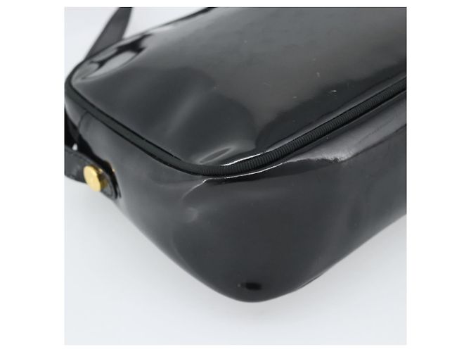 Borsa a Tracolla Salvatore Ferragamo Vala Vernice Nera Tono Oro Auth BA14727 Nero - vista 16