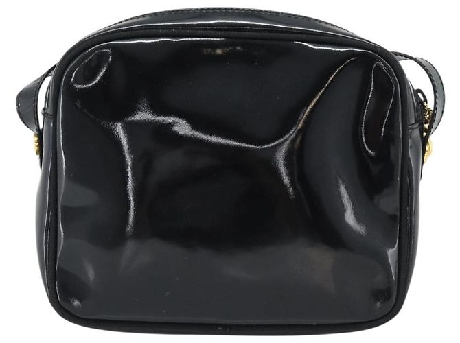 Borsa a Tracolla Salvatore Ferragamo Vala Vernice Nera Tono Oro Auth BA14727 Nero - vista 2