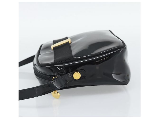 Borsa a Tracolla Salvatore Ferragamo Vala Vernice Nera Tono Oro Auth BA14727 Nero - vista 3